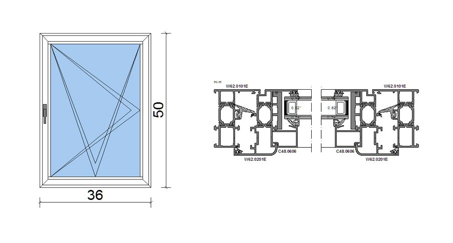 Tilt and Turn single W62 W2.44 Window